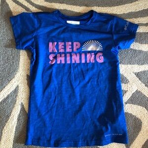 Columbia girls tee size small, upf protective bright blue, soft,